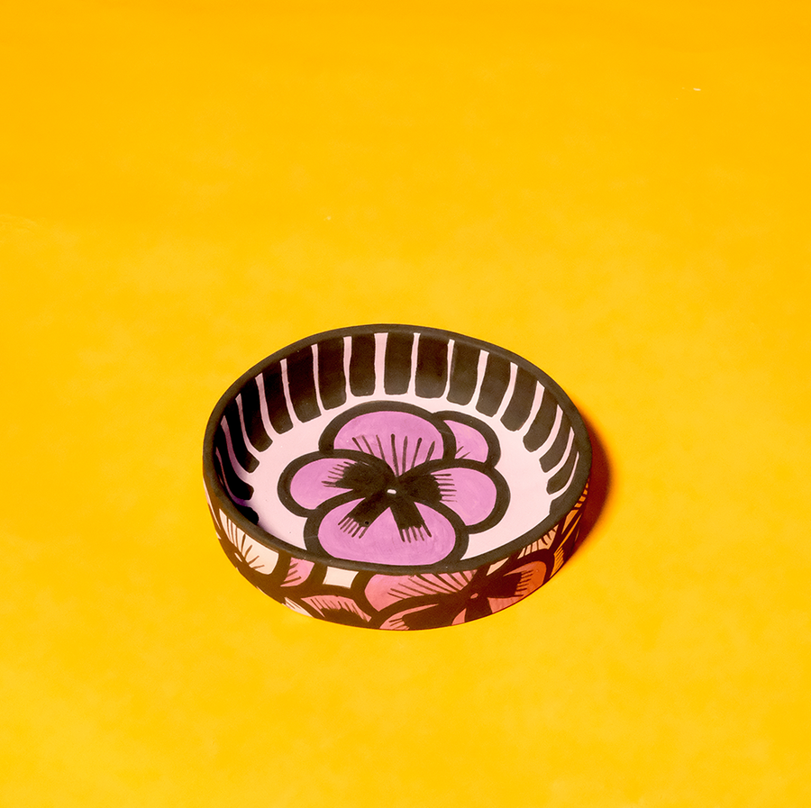 Ceramic Matte Catchall (purple flower)