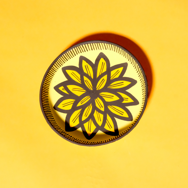 Ceramic Matte Catchall (yellow flower)