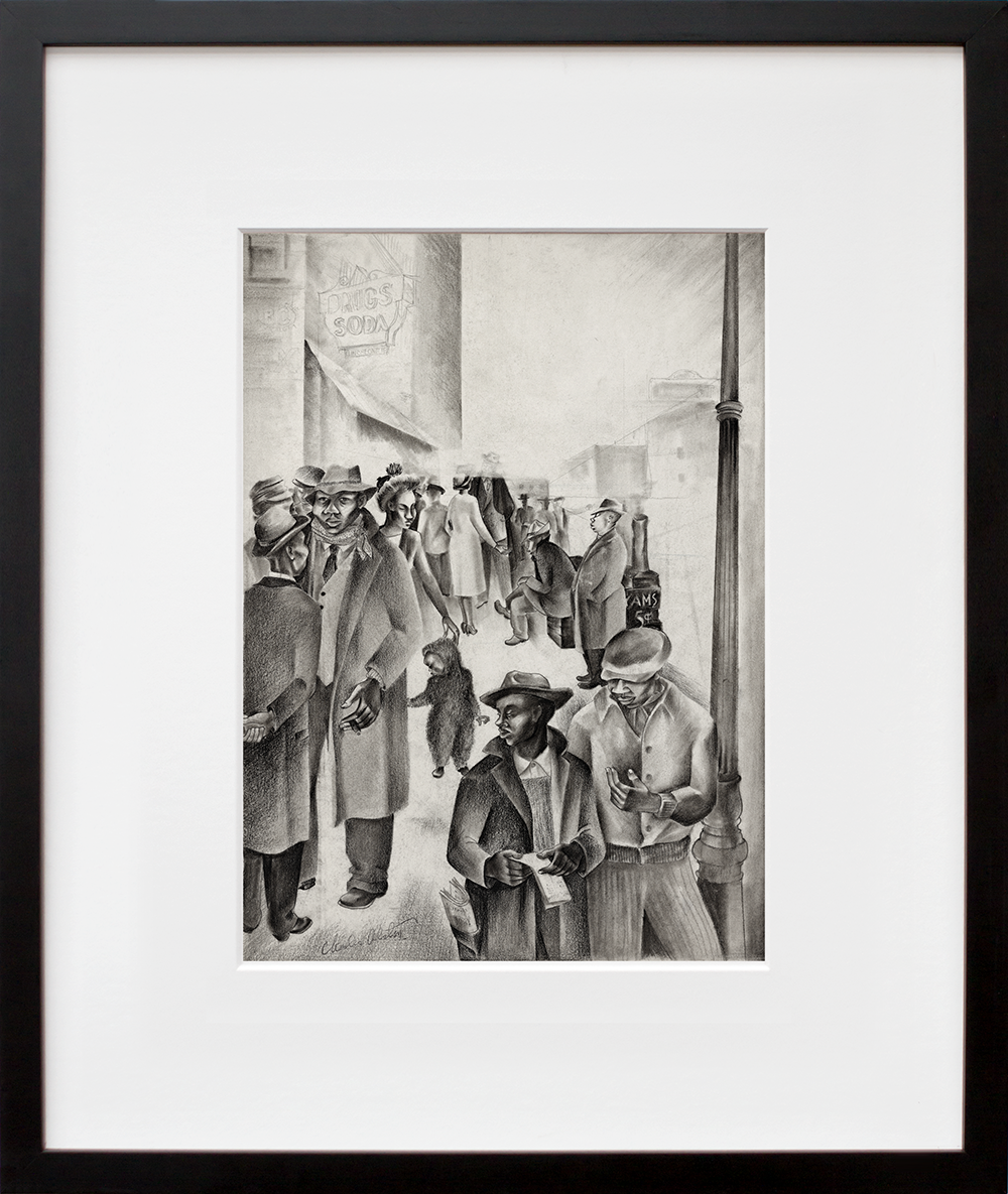 Harlem Street Scene in a black frame