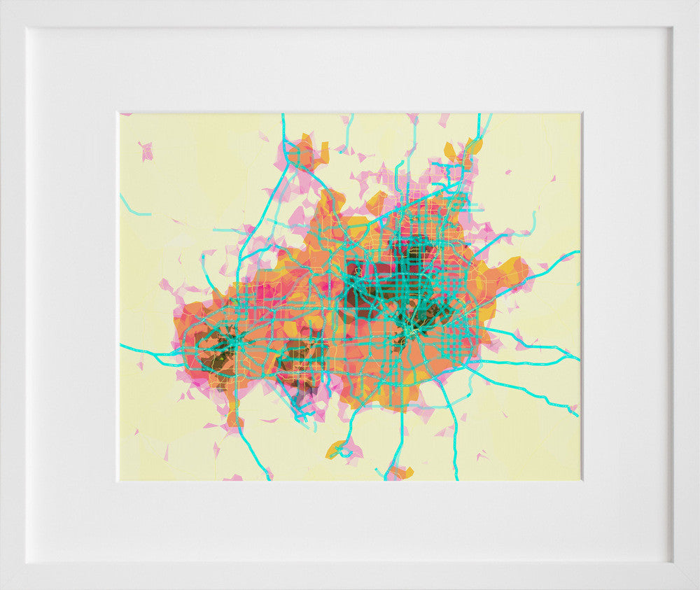 prettymaps (dallas/fort worth) in a white frame