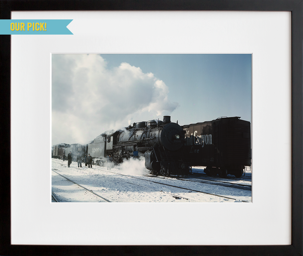 Santa Fe R.R. Freight Train in Corwith Yard, Chicago, Ill. in a black frame