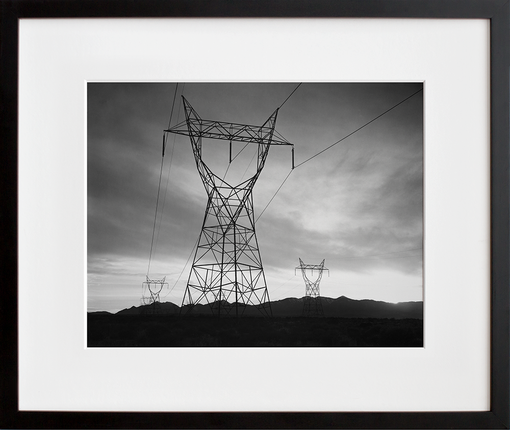 Transmission Lines in Mojave Desert in a black frame