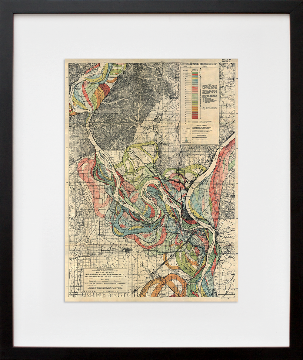 Plate 22, Sheet 1, Ancient Courses Mississippi River Meander Belt in a black frame