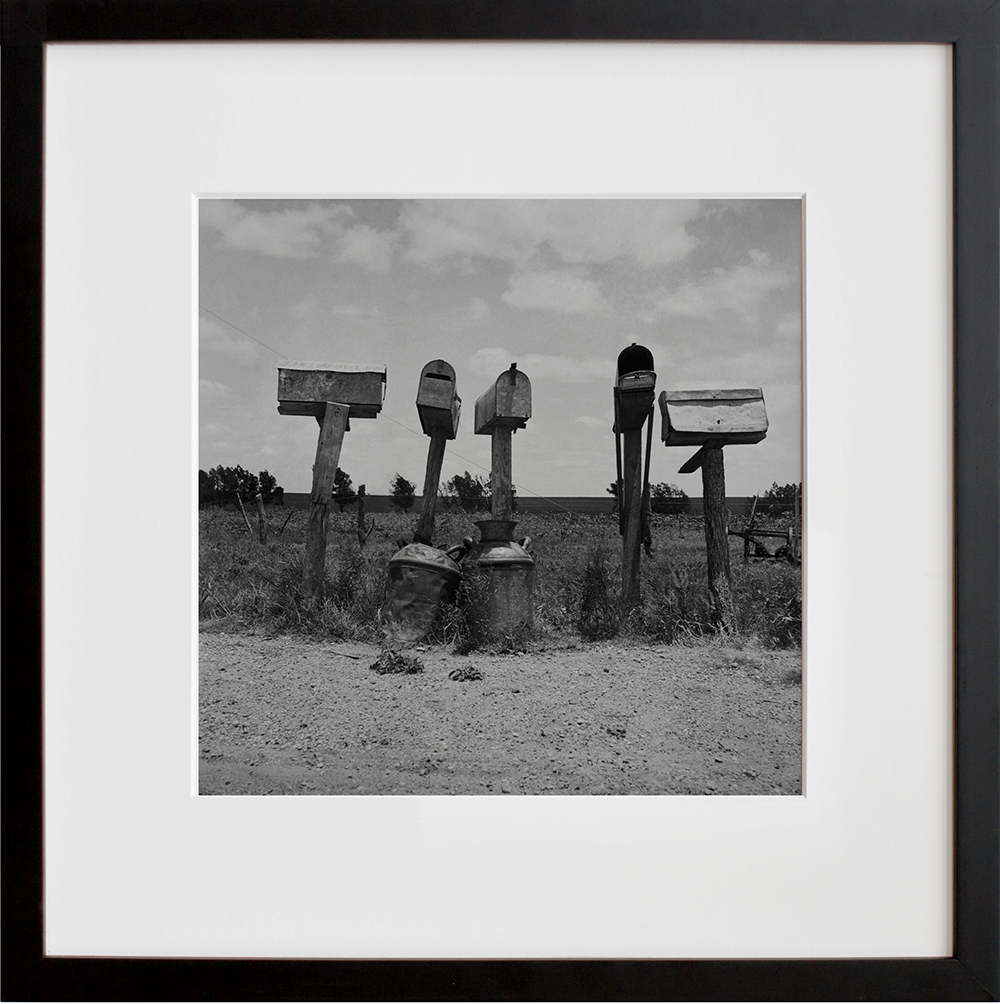 Mail boxes in Bell County, Texas in a black frame
