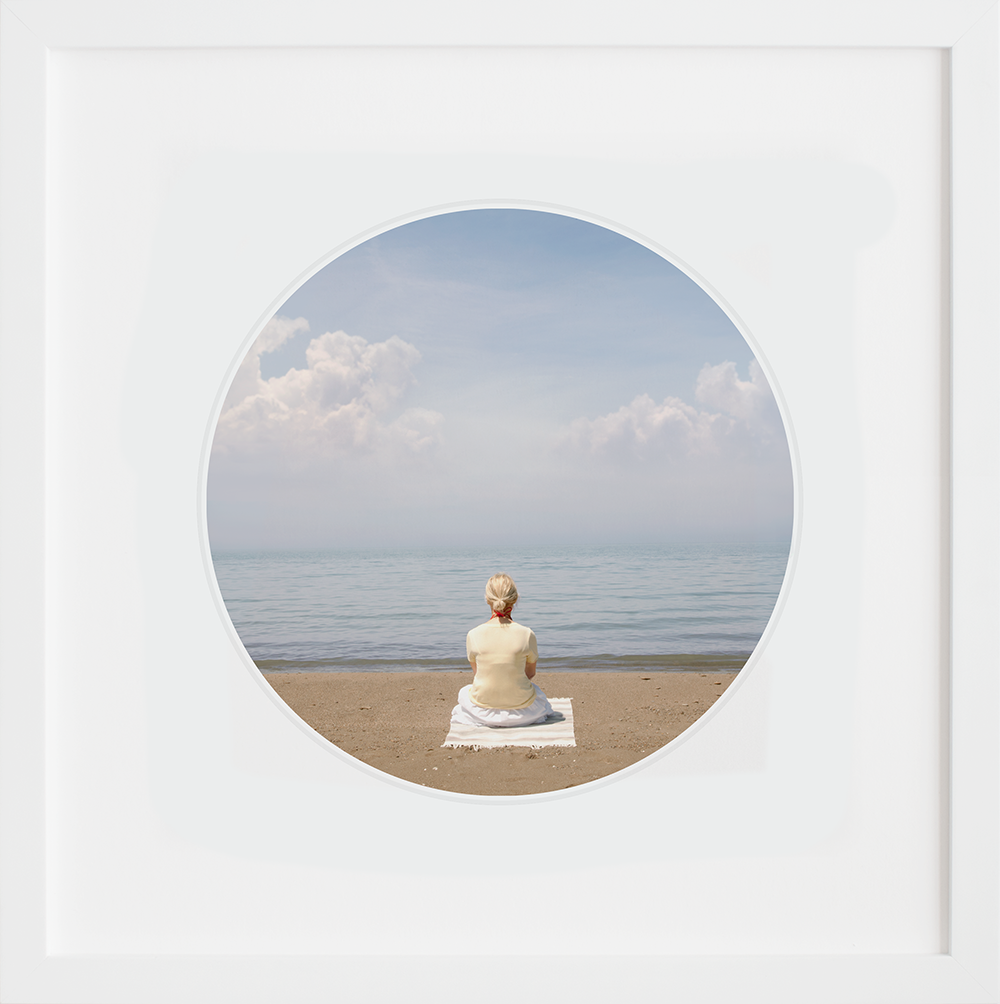 Sarah Waiting for the Tide in a white frame