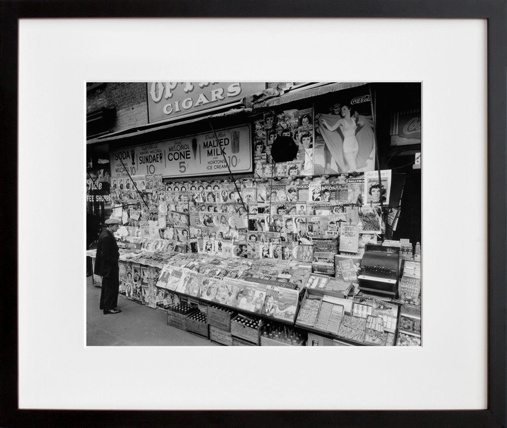 Newsstand, 32nd Street and Third Avenue, Manhattan in a black frame