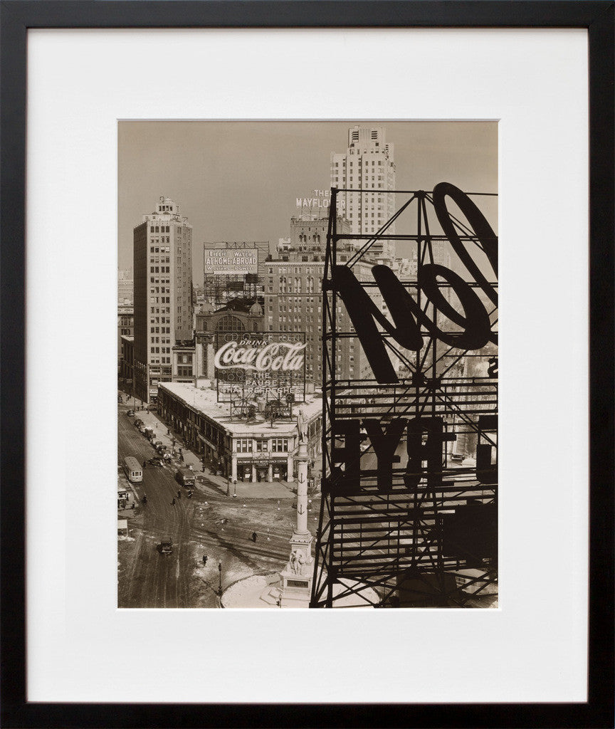 Columbus Circle, Manhattan, 1938 in a black frame