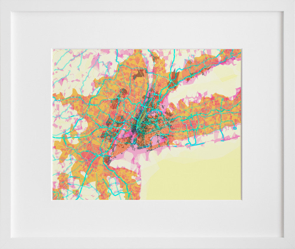 prettymaps (nyc) in a white frame