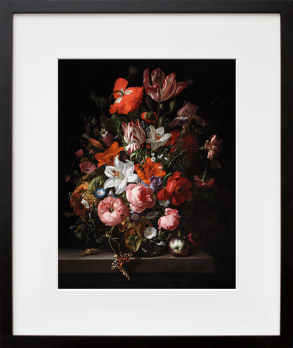 Flowers in a Glass Vase in a black frame