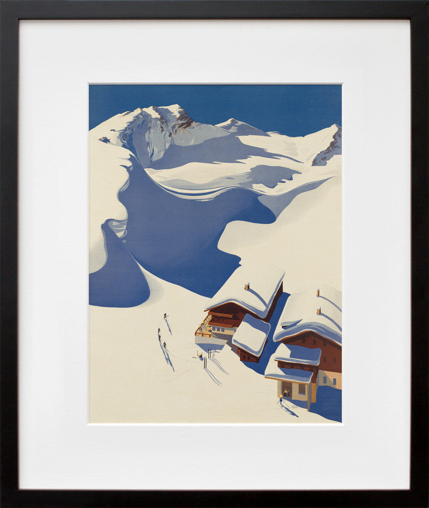 Austria, Ski Lodge in the Alps in a black frame