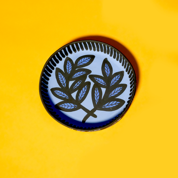 Ceramic Matte Catchall (blue leaf)
