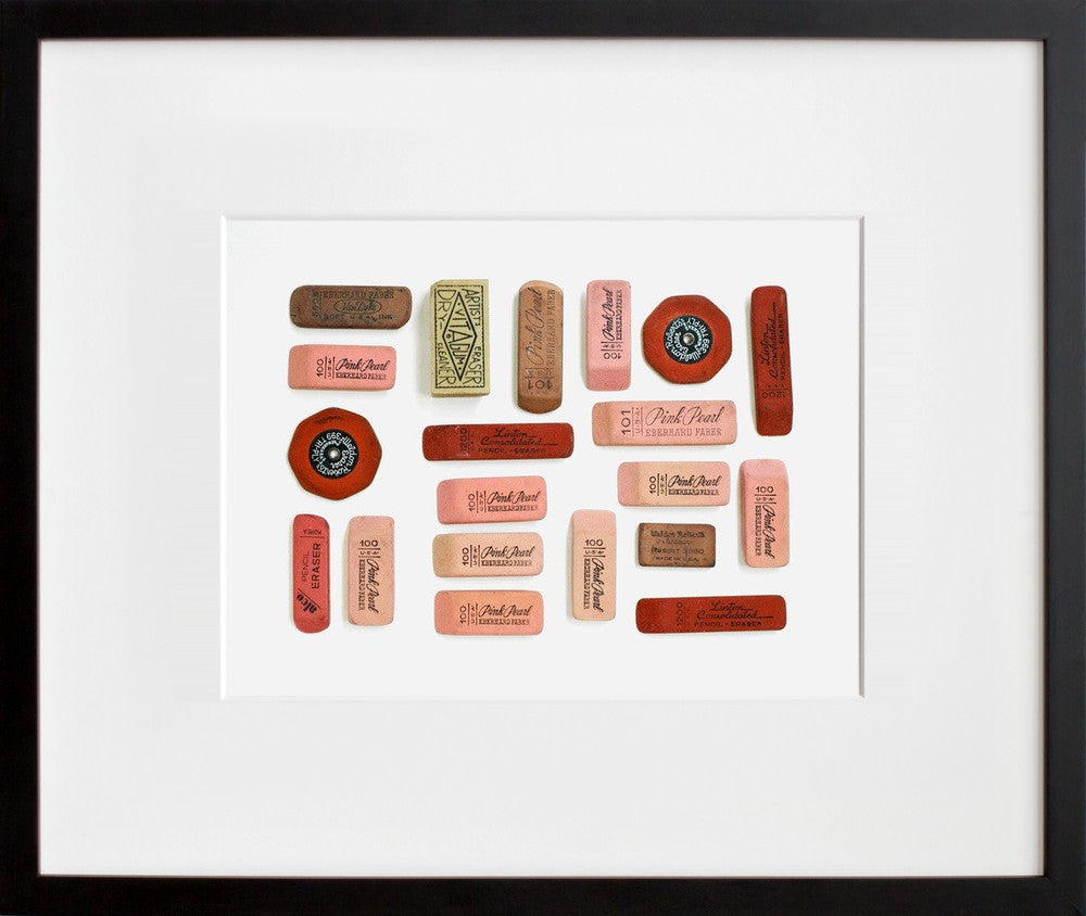 Day 1: Vintage Erasers in a black frame