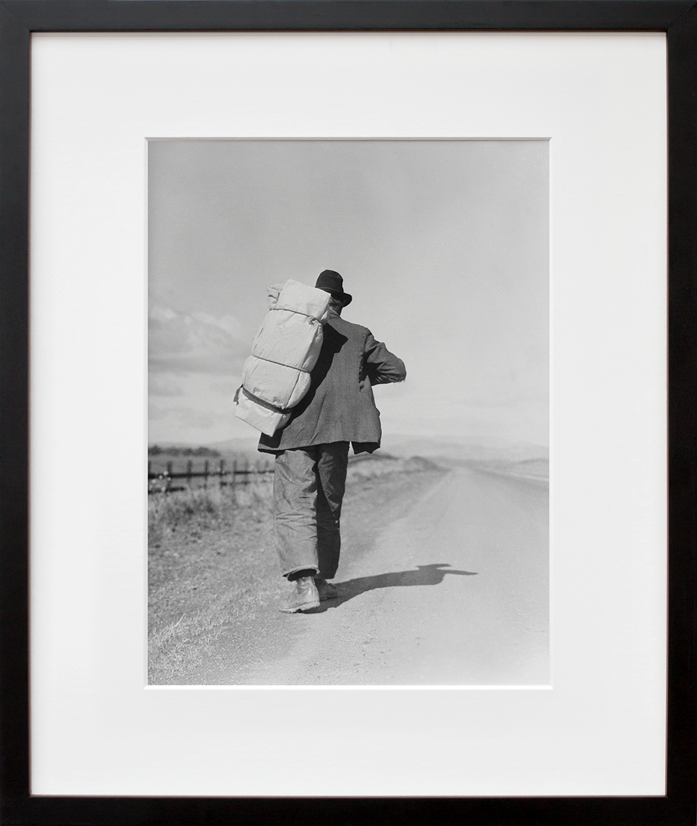 Migrant Worker on California Highway in a black frame