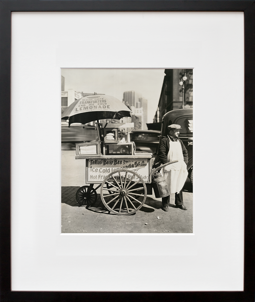 Hot Dog Stand, West St. and North Moore, Manhattan in a black frame