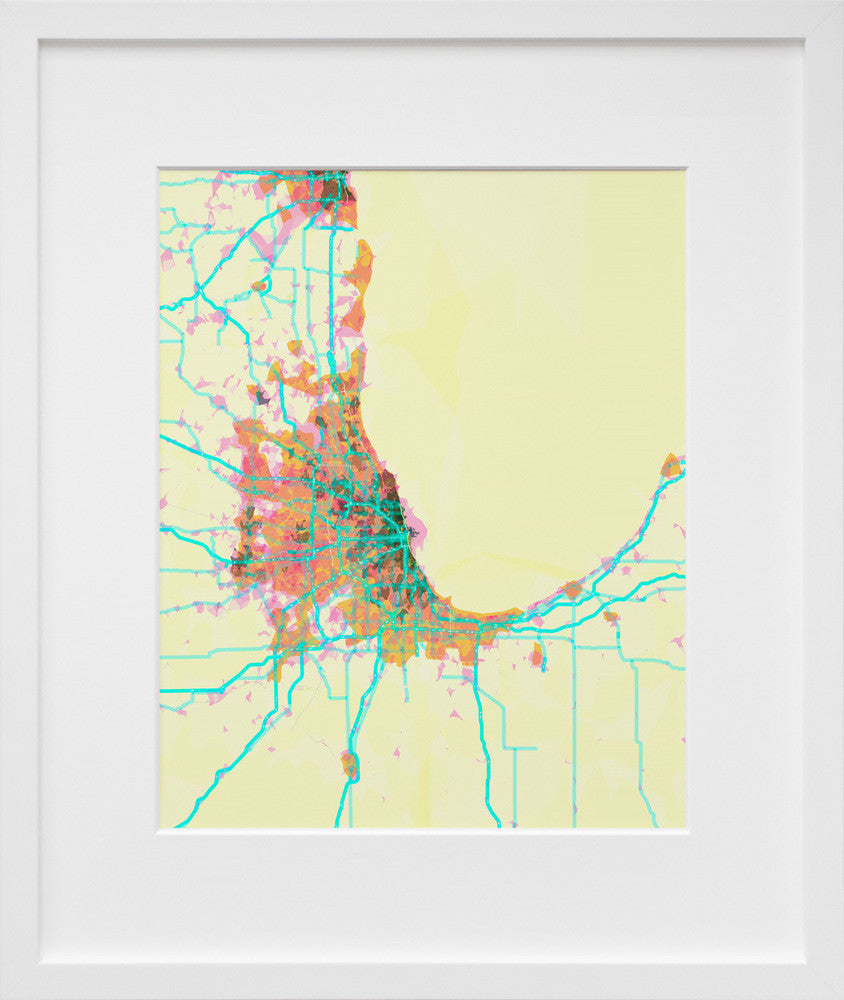 prettymaps (chicago) in a white frame