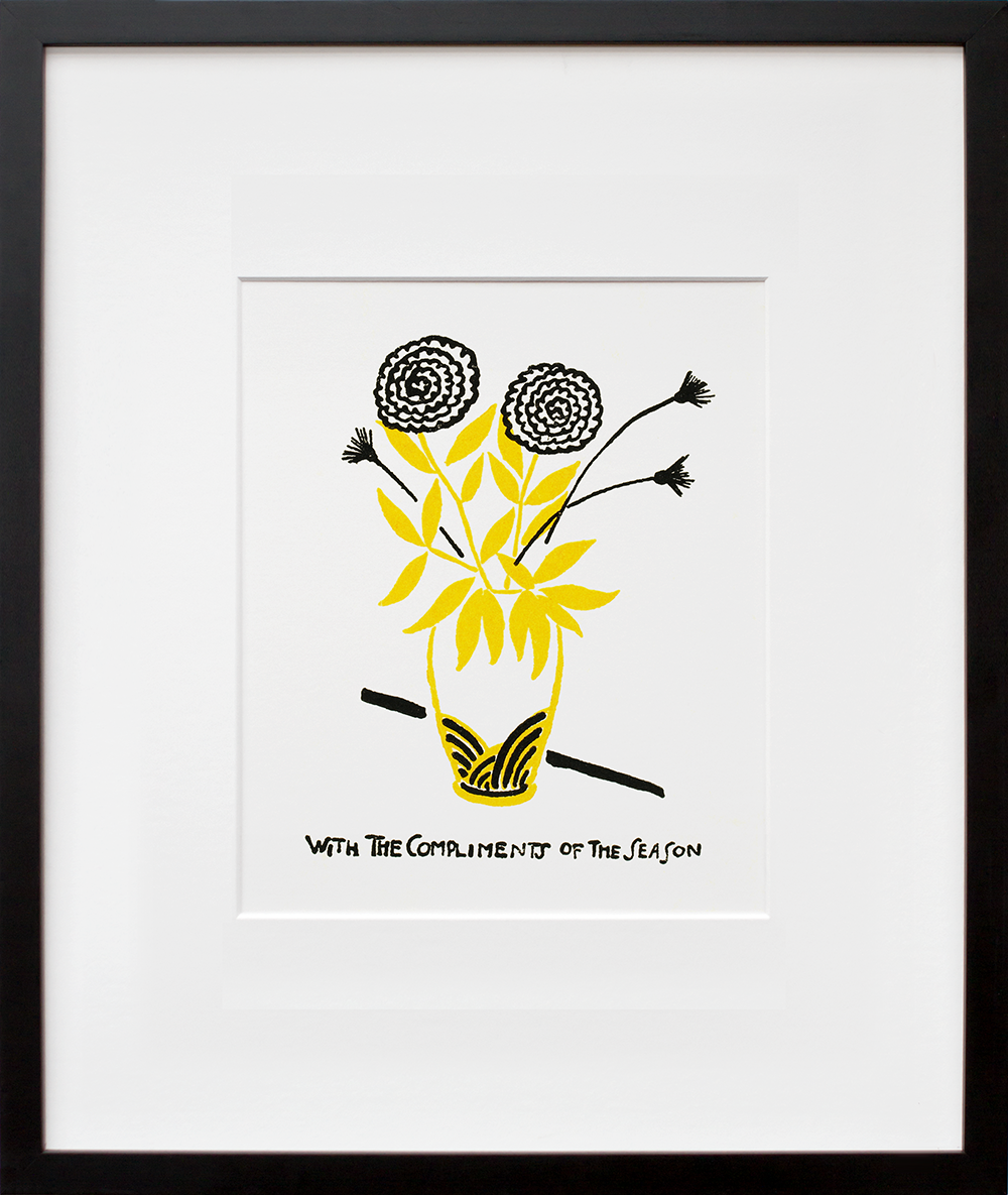 With the Compliments of the Season in a black frame