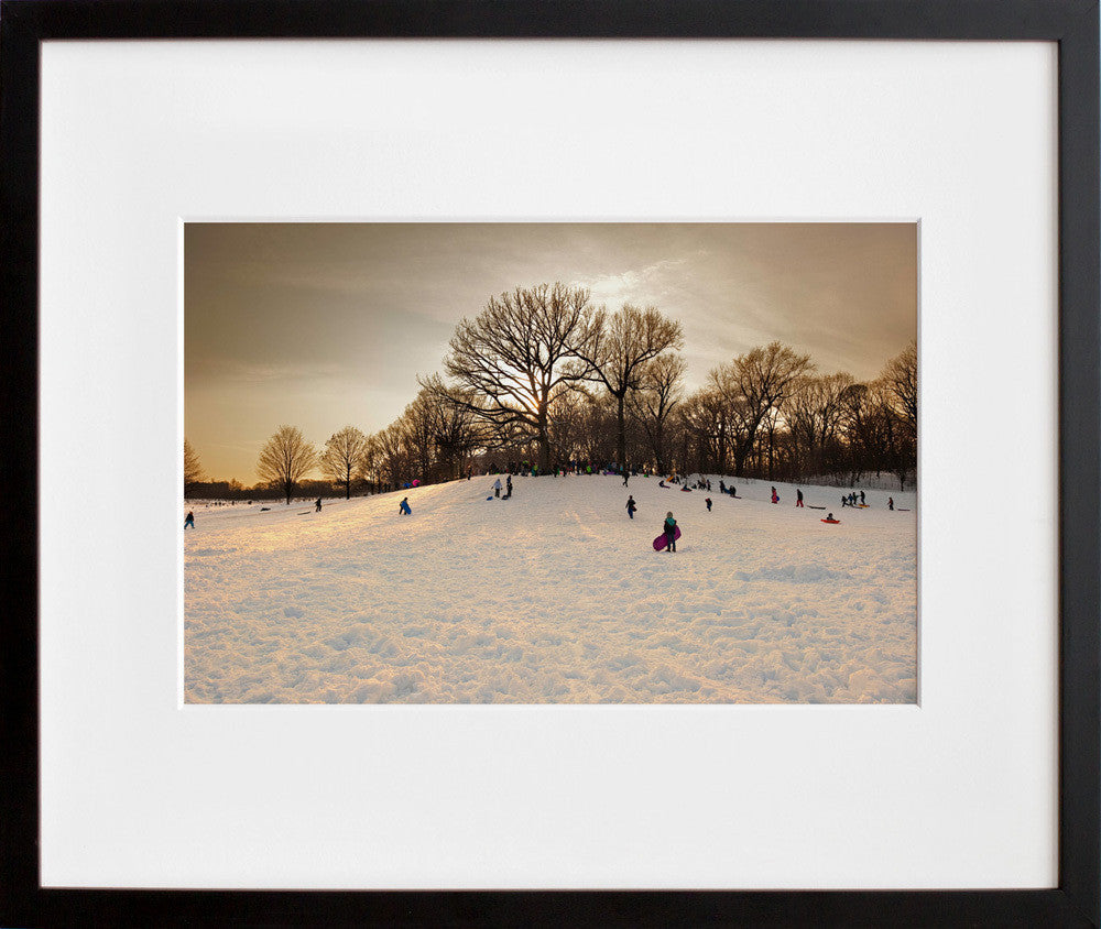 The Sledding Hill (Dusk) in a black frame