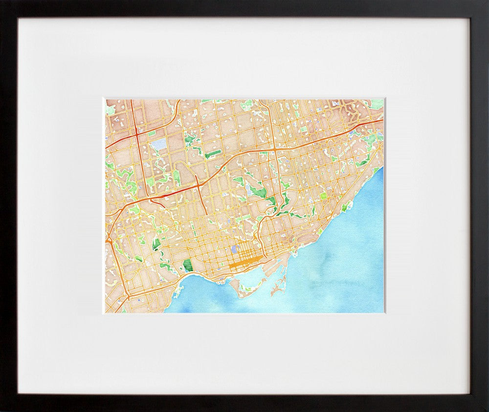 Watercolor Toronto in a black frame