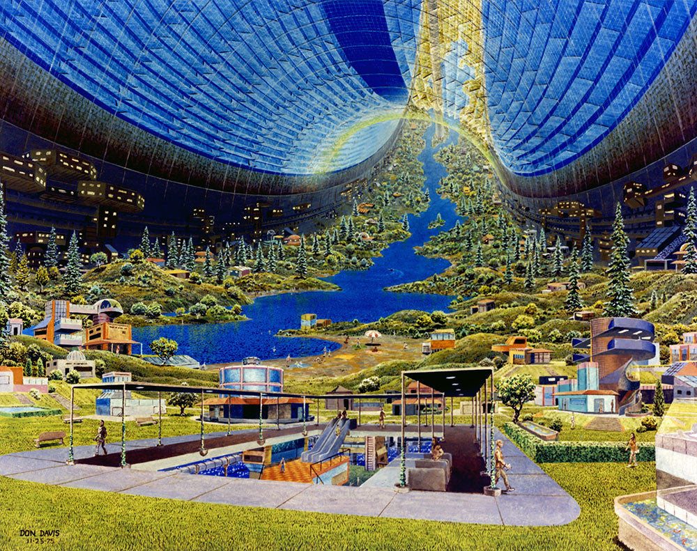 Torus Interior AC75-2621 5718: painting of the inside of a 1970s NASA space colony design