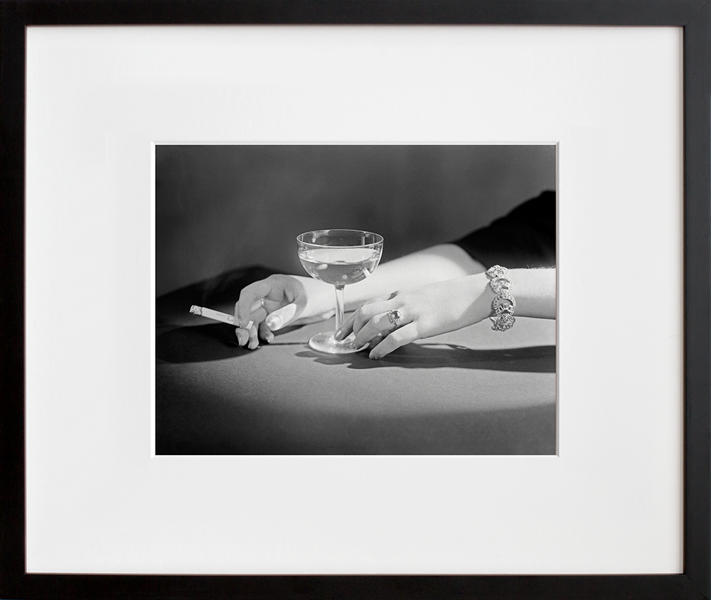 Untitled (Champagne & Cigarette) in a black frame