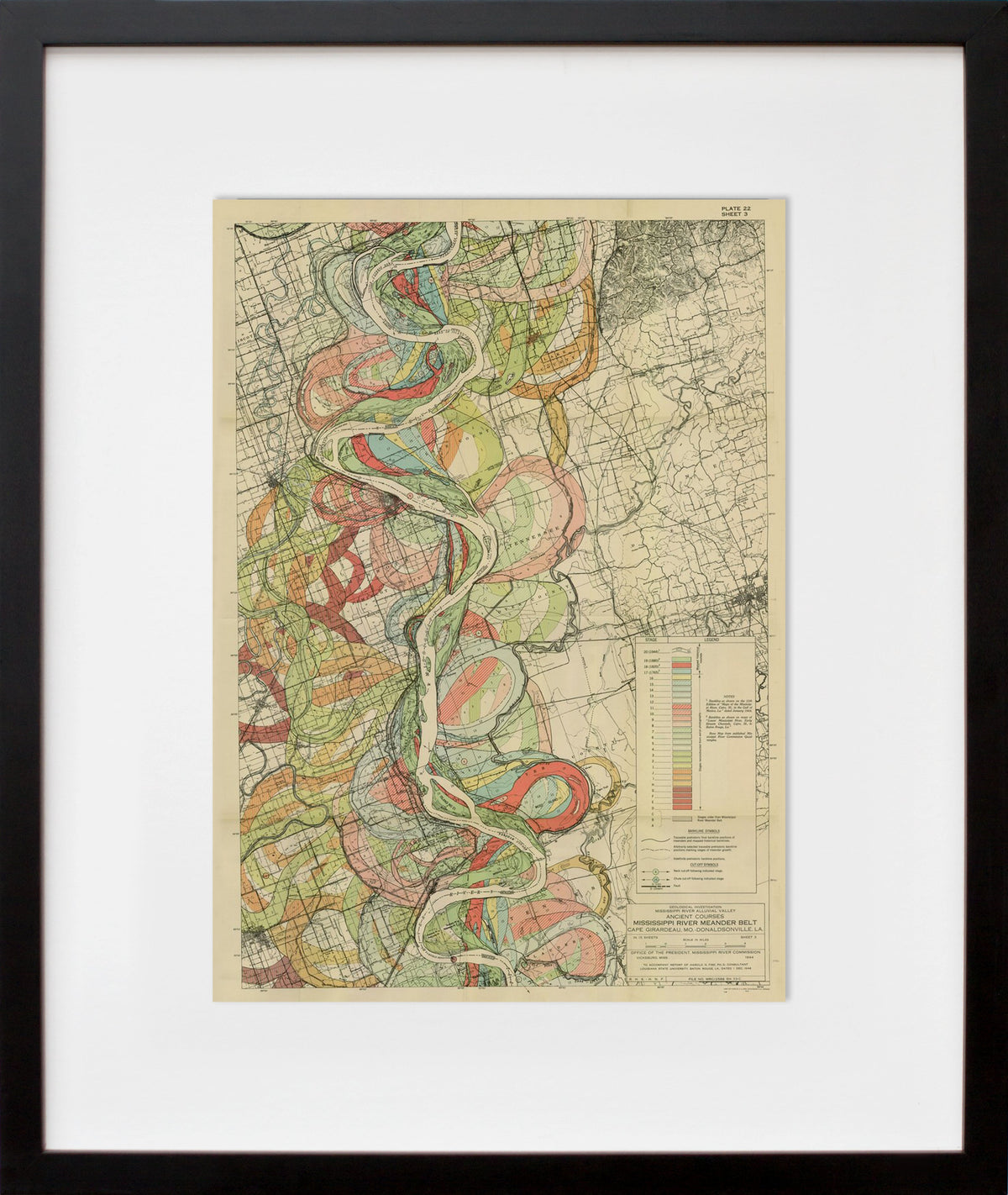 Plate 22, Sheet 3, Ancient Courses Mississippi River Meander Belt in a black frame