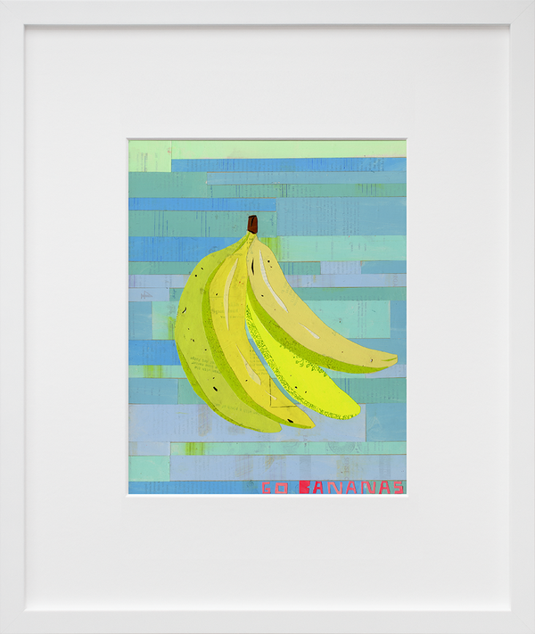 Load image into Gallery viewer, Go Bananas by Martha Rich in white frame

